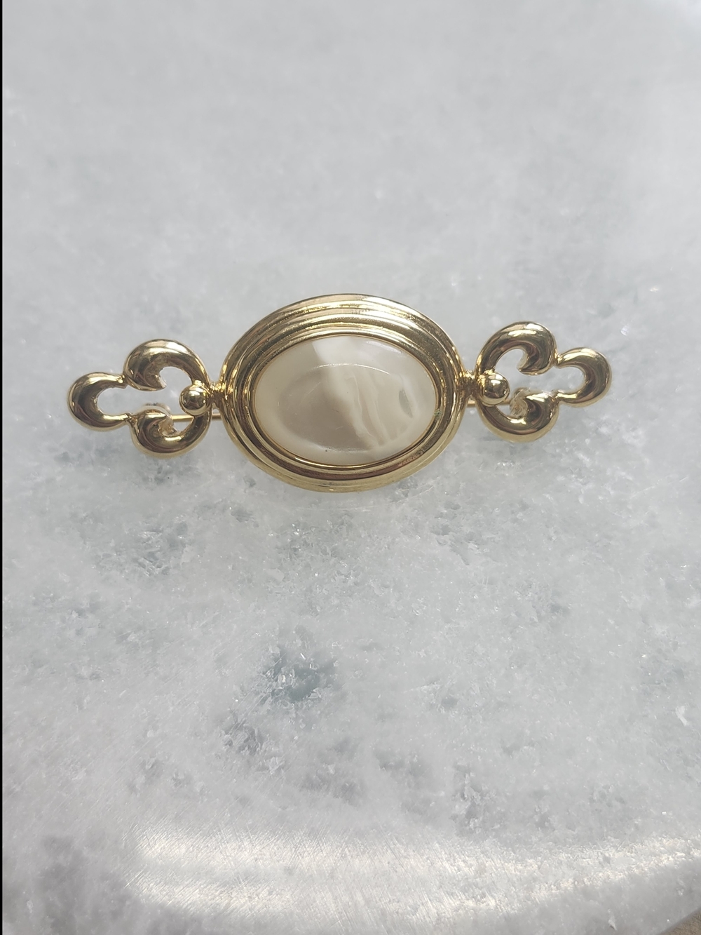 Monet Gold-Tone Brooch with Cream Mother-of-Pearl Oval